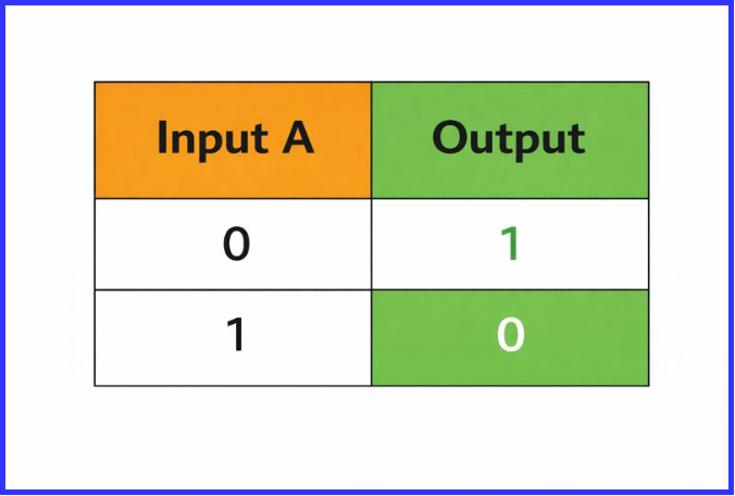 NOT gate truth table