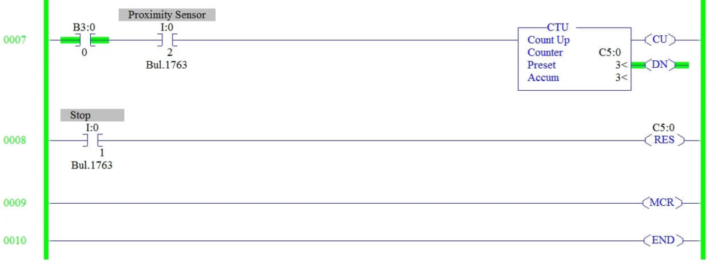 plc program when mcr goes off rung 0007,0008,0009,0010