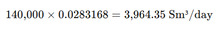 practical example-Step 1: Convert to Sm³/day