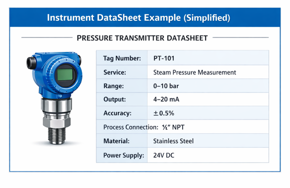 example of instrument datasheet