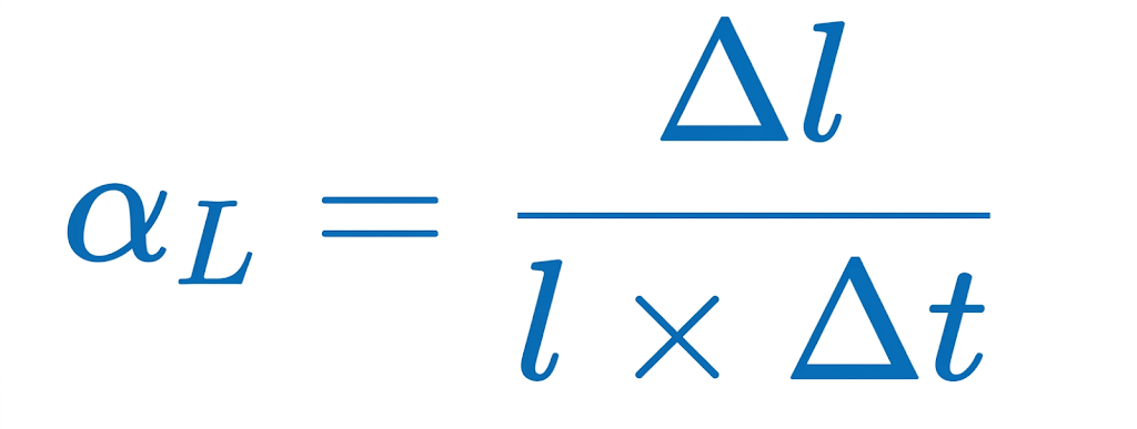 formula for coefficient of linear expansion