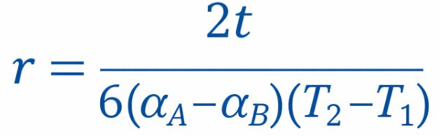formula for radios of arc formed by bending metallic strip