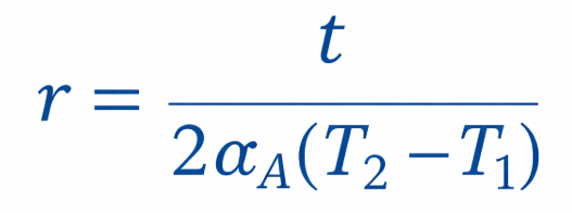 radius of arm when one metaal has low temperature coefficient