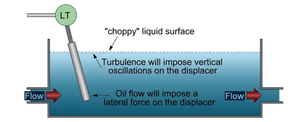 Liquid level measurement without a stilling well