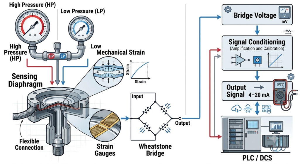 Strain-Gauge Differential Pressure Transmitter Diagram